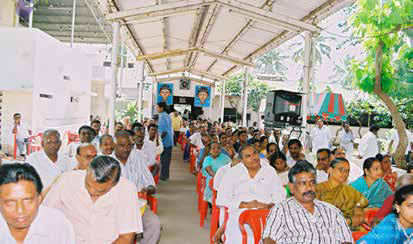 The overflow halls, where people attend the convention through live relay b